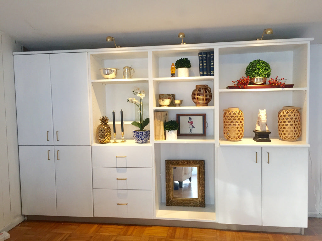 Design Trends: Library Lights/ Laminate Bookshelf Makeover