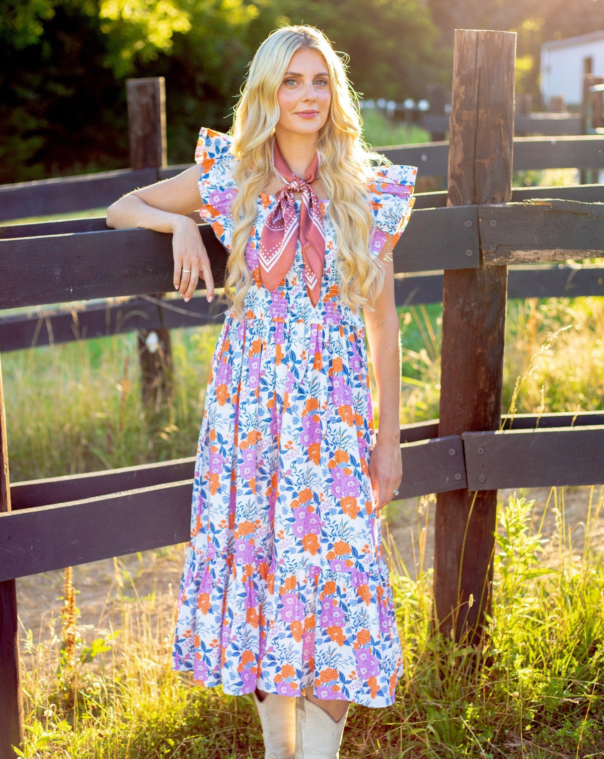 Country Couture Midi Dress - Purple Floral Chintz | Western & Preppy E–  Hello Dobson