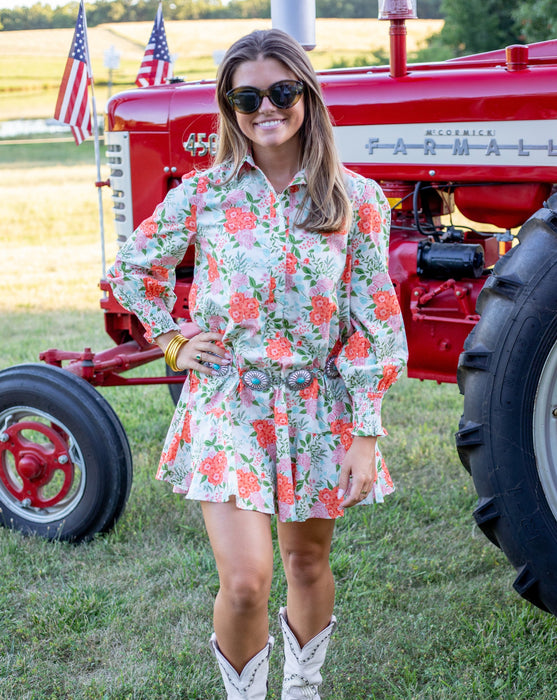 Meadow Blossom Dress - Orange Floral Chintz | Western & Elegant