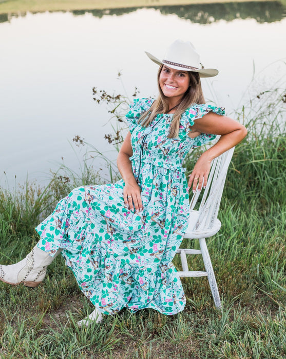 Country Couture Midi Dress - Wood Duck Floral| Western & Preppy Elegance